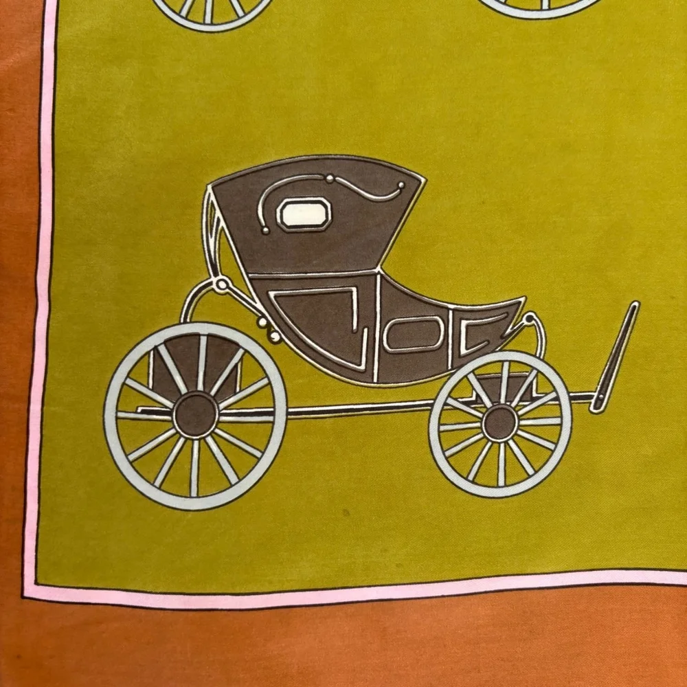 Vintage 1950s Equestrian Carriage Print Scarf